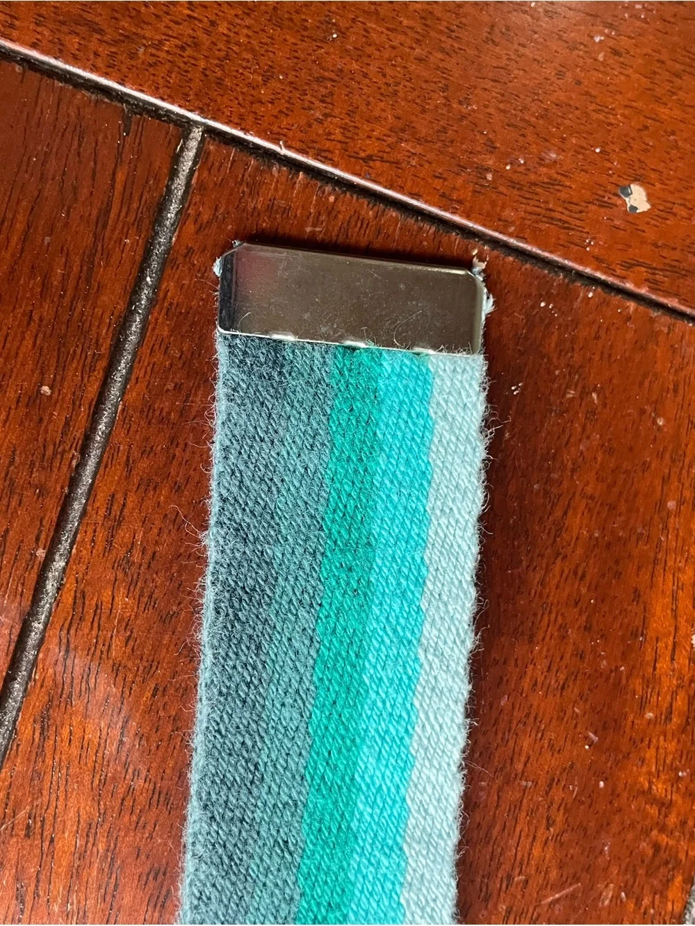 Striped Teal and Aqua Webbing Belt